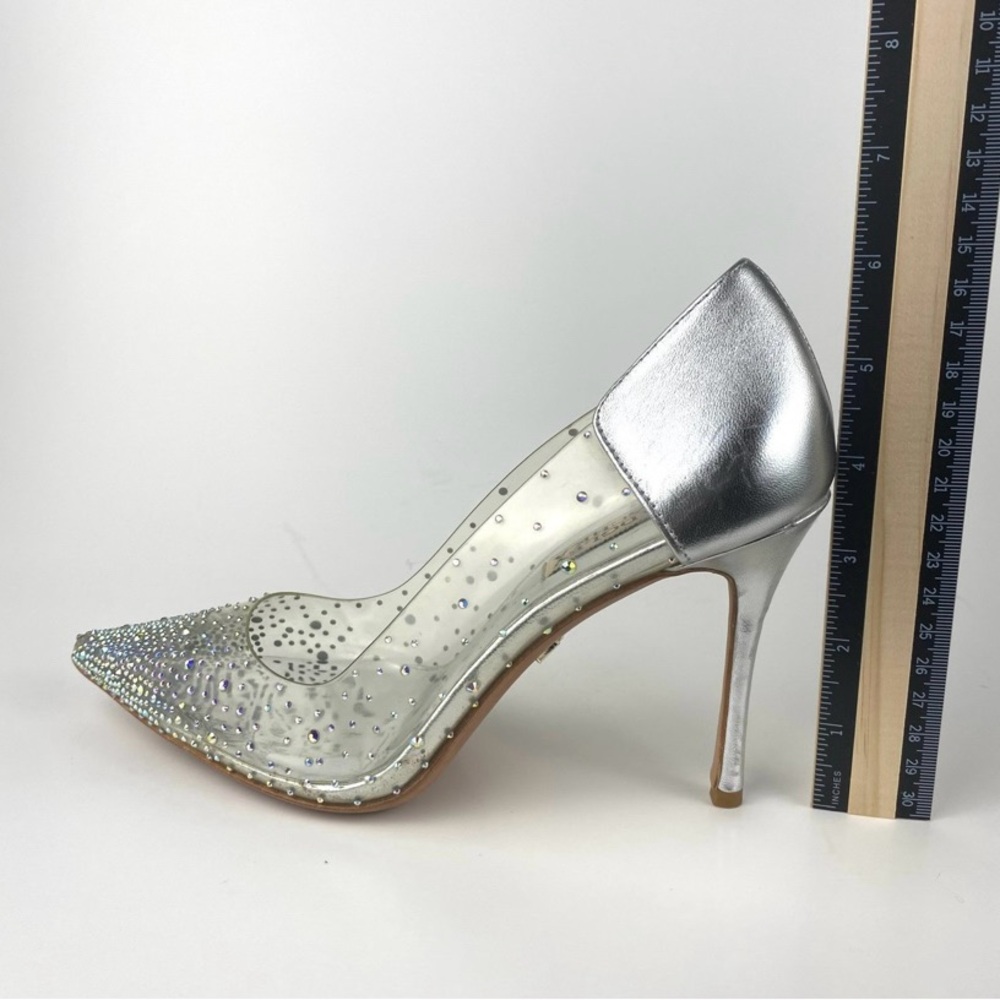 RARE Badgley Mischka Cinderella Pointed Toe Heels Silver and Clear Women's - Picture 12 of 12